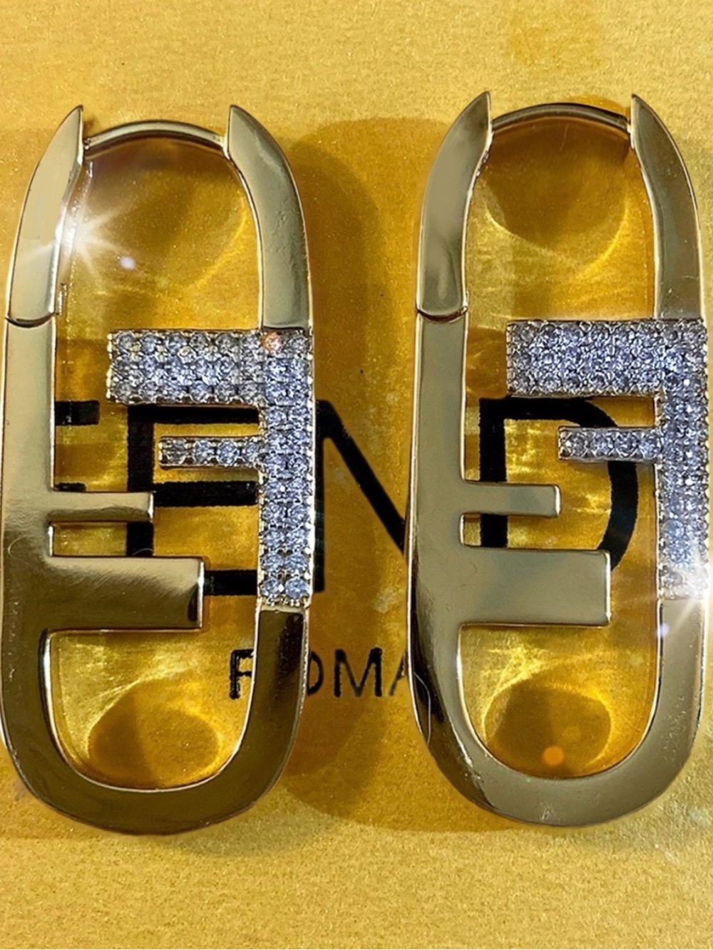 Authentic Fendi Large O’Lock Crystal Earrings - Picture 5 of 12